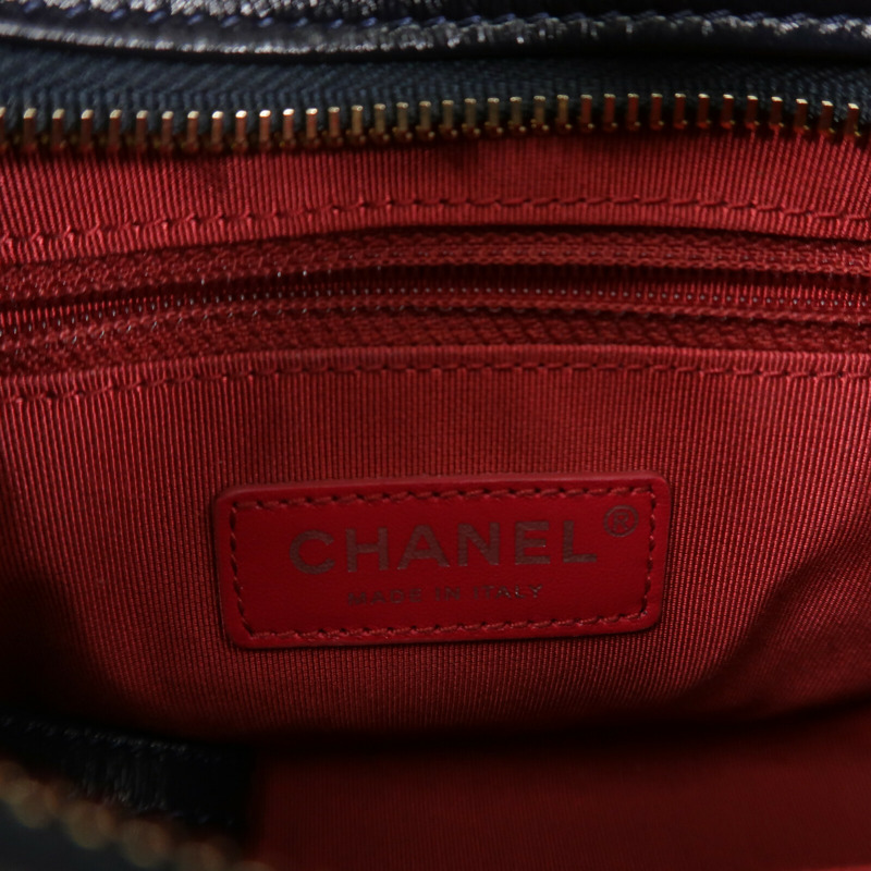 CHANEL 牛皮皮革/Tweed Navy Tweed Gabrielle Small鏈帶肩背袋-5