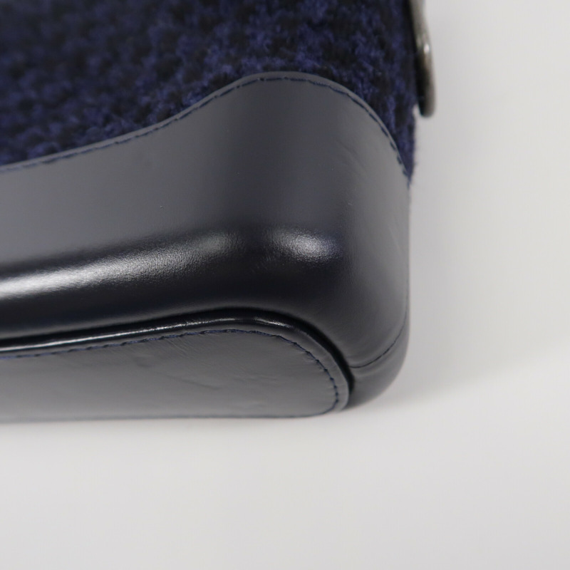 CHANEL 牛皮皮革/Tweed Navy Tweed Gabrielle Small鏈帶肩背袋-13