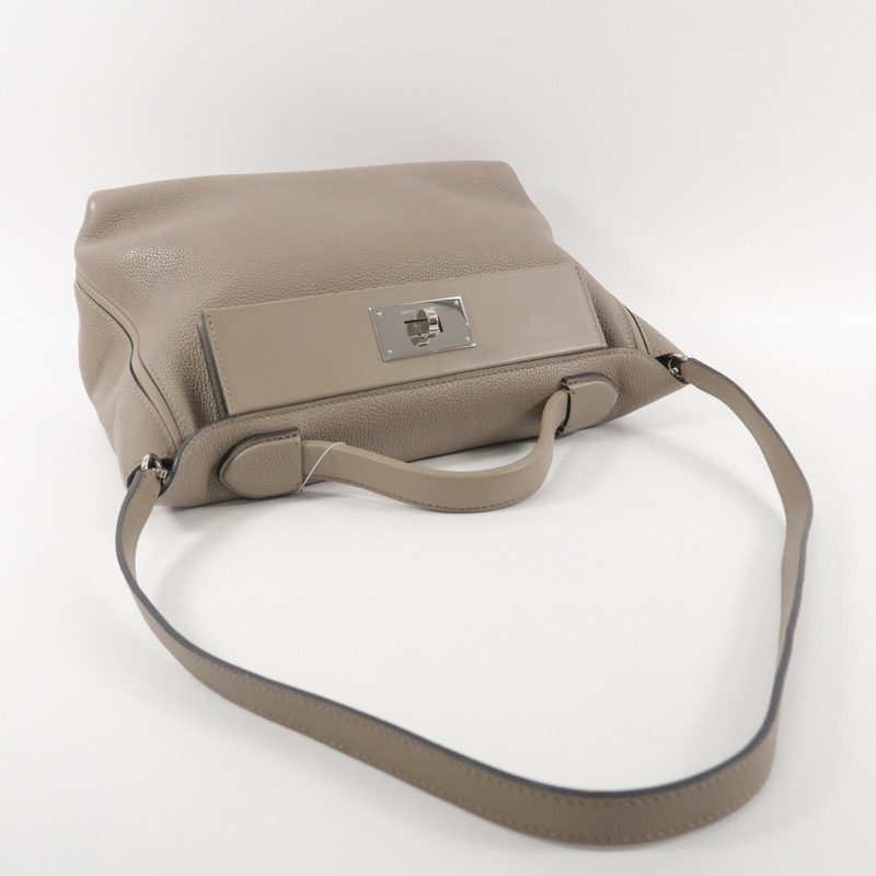 HERMES Togo皮革/Swift皮革24/24 29cm手挽肩背兩用袋Gris Asphalte-8