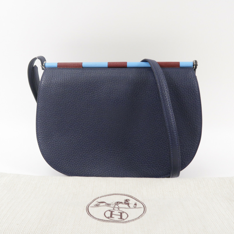 HERMES Clemence皮革Sac Saut 25肩背袋Bleu Nuit-9