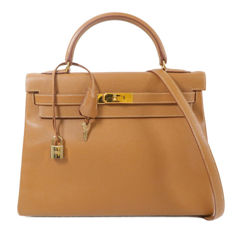 HERMES Epsom皮革Kelly 32手挽肩背兩用袋Gold