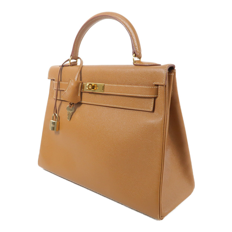 HERMES Epsom皮革Kelly 32手挽肩背兩用袋Gold-2