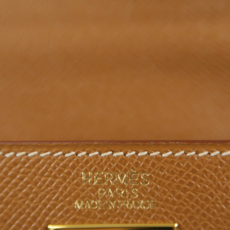 HERMES Epsom皮革Kelly 32手挽肩背兩用袋Gold-5