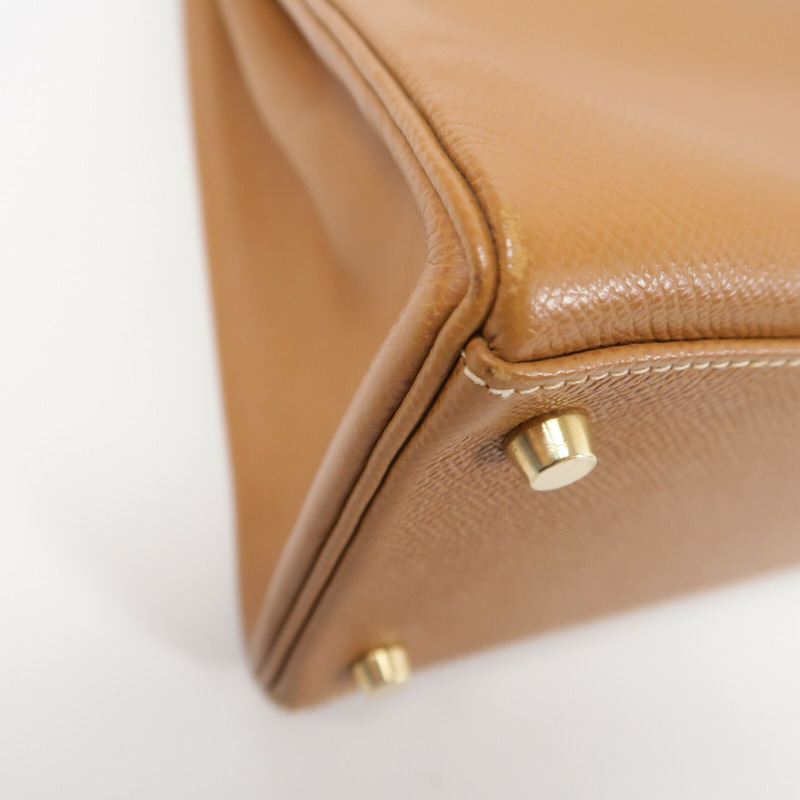 HERMES Epsom皮革Kelly 32手挽肩背兩用袋Gold-11