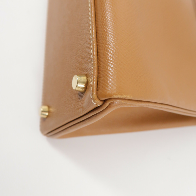 HERMES Epsom皮革Kelly 32手挽肩背兩用袋Gold-12