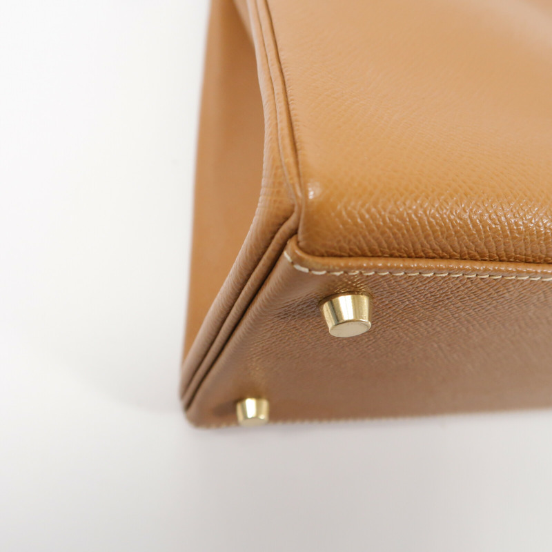 HERMES Epsom皮革Kelly 32手挽肩背兩用袋Gold-13