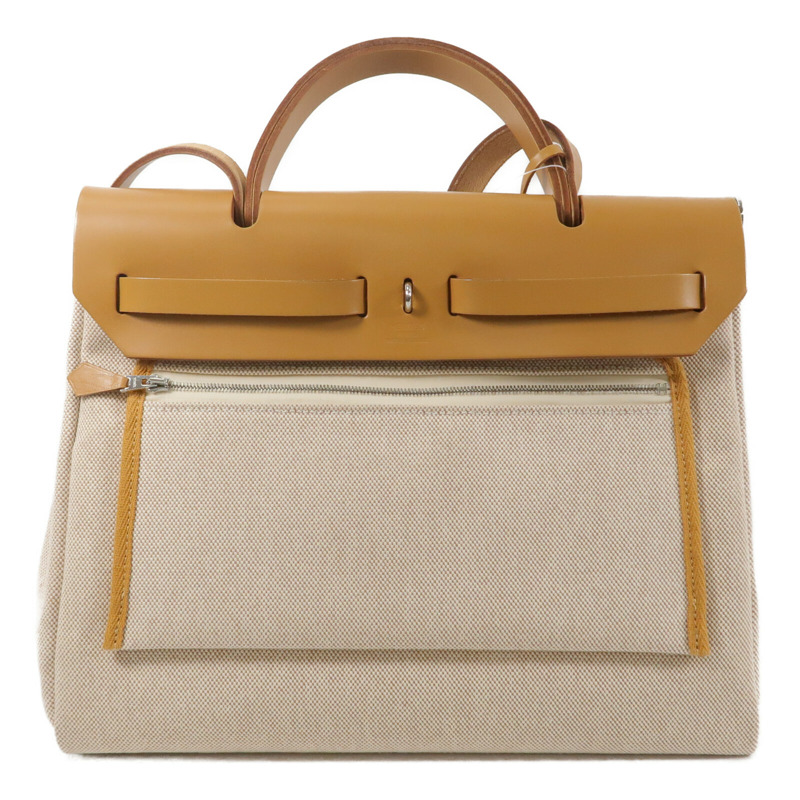 HERMES 帆布Herbag PM (Brides de Gala)手挽肩背兩用袋Gold-1