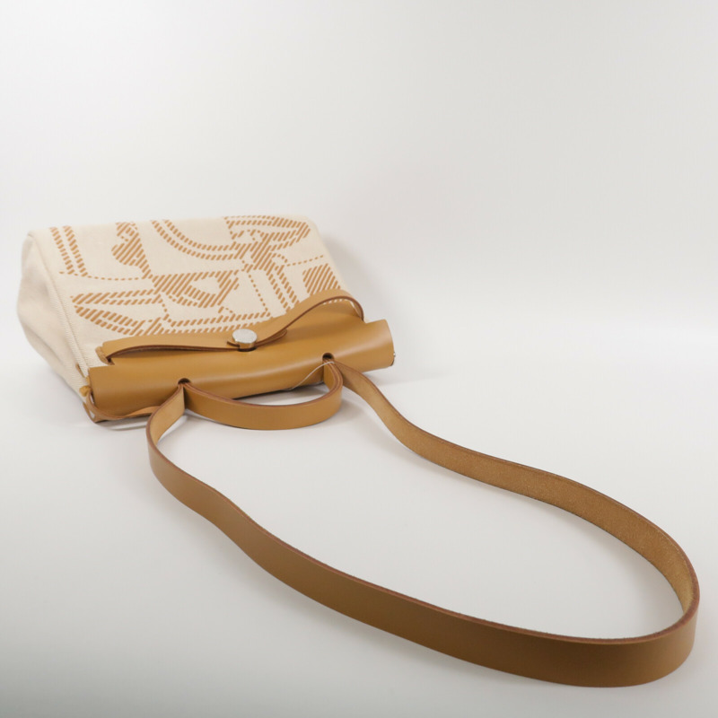 HERMES 帆布Herbag PM (Brides de Gala)手挽肩背兩用袋Gold-8