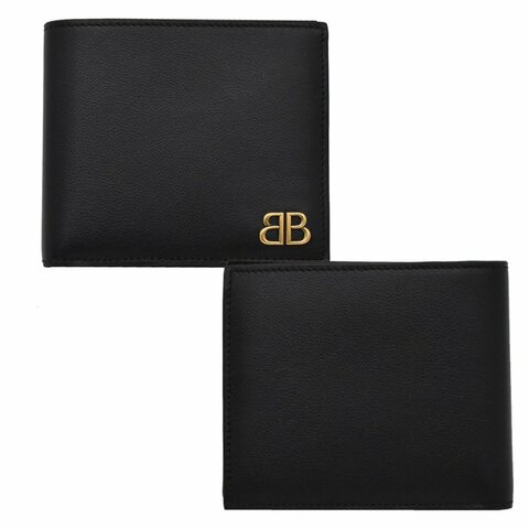 【門市全新現貨】BALENCIAGA BB Logo牛皮八卡對開短夾皮夾(附原廠紙)