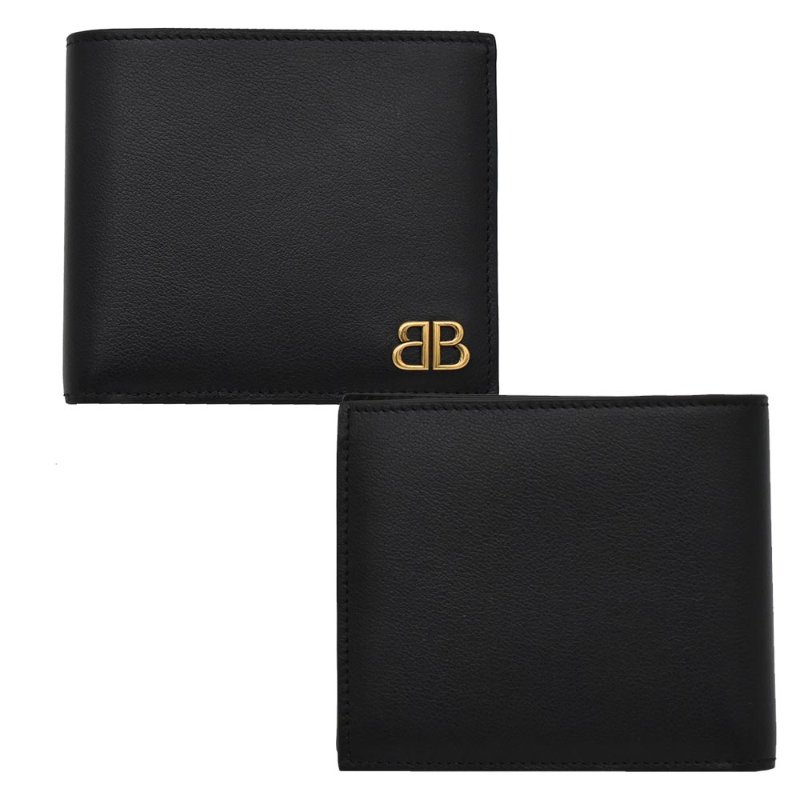 【門市全新現貨】BALENCIAGA BB Logo牛皮八卡對開短夾皮夾(附原廠紙)-0