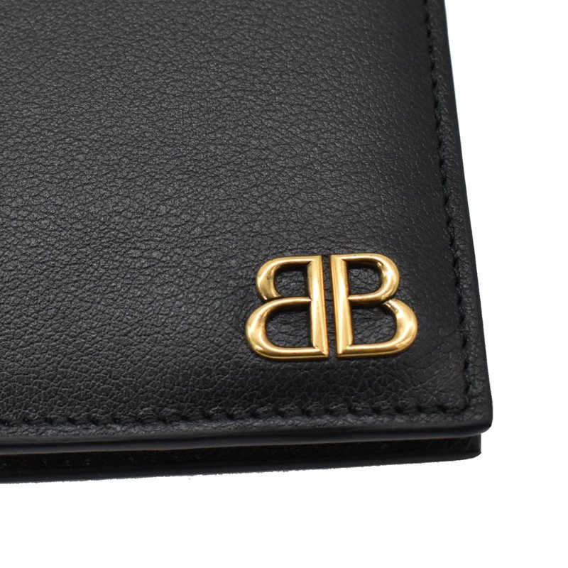 【門市全新現貨】BALENCIAGA BB Logo牛皮八卡對開短夾皮夾(附原廠紙)-2