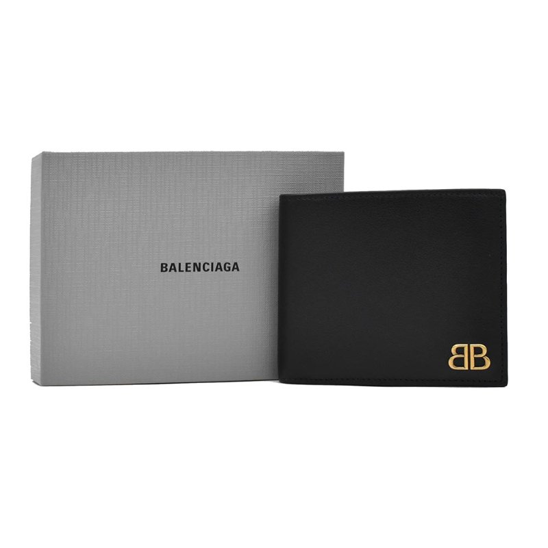 【門市全新現貨】BALENCIAGA BB Logo牛皮八卡對開短夾皮夾(附原廠紙)-4