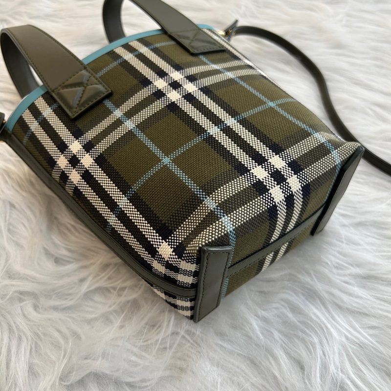 Burberry 綠色格紋 水桶包 兩用包-1