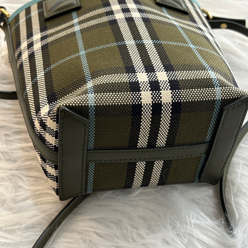 Burberry 綠色格紋 水桶包 兩用包-5