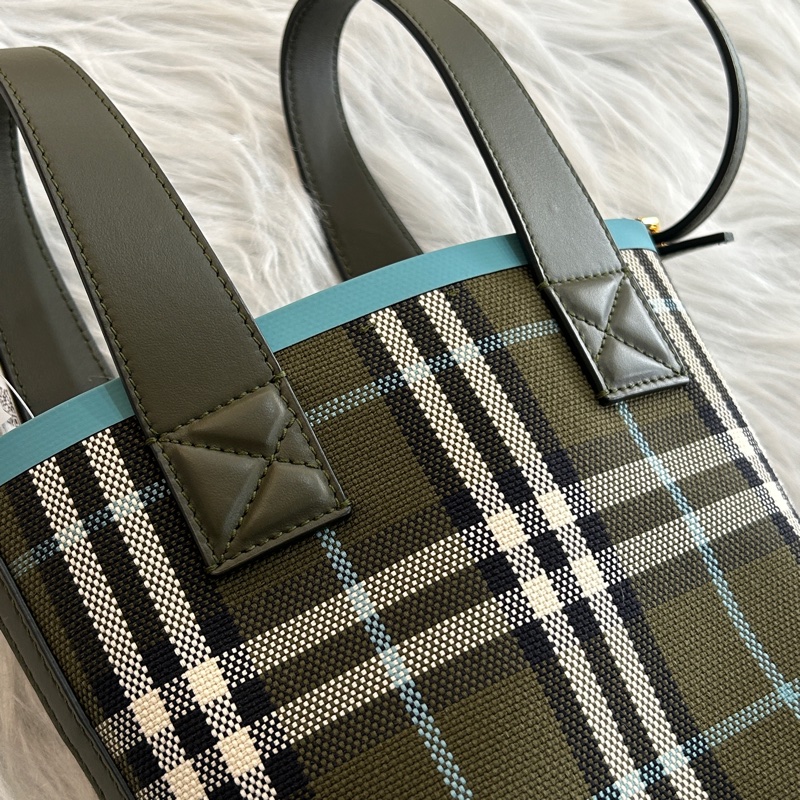 Burberry 綠色格紋 水桶包 兩用包-7