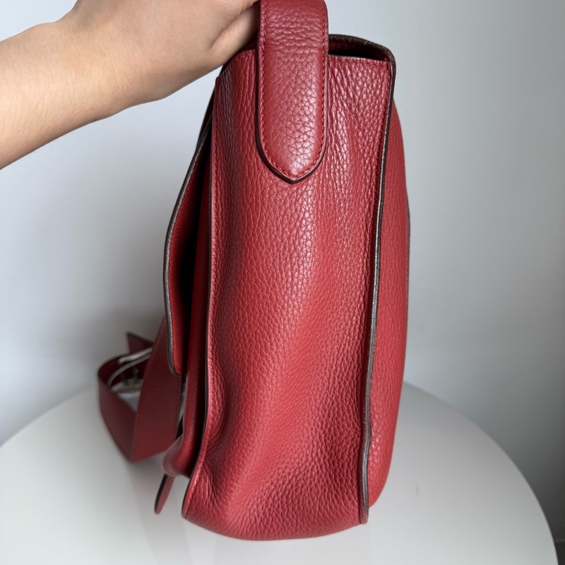 Hermes 愛馬仕 山楂紅皮面郵差包-3