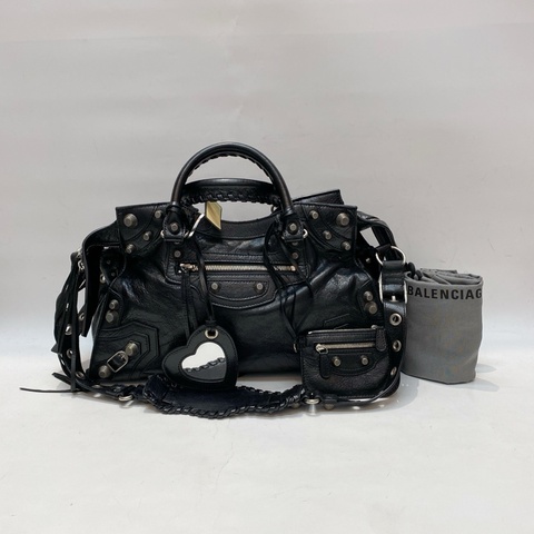 99新🆕Balenciaga巴黎世家neo cagole黑銀玉米釘扣大號機車包手提包斜挎包 ❤️正品