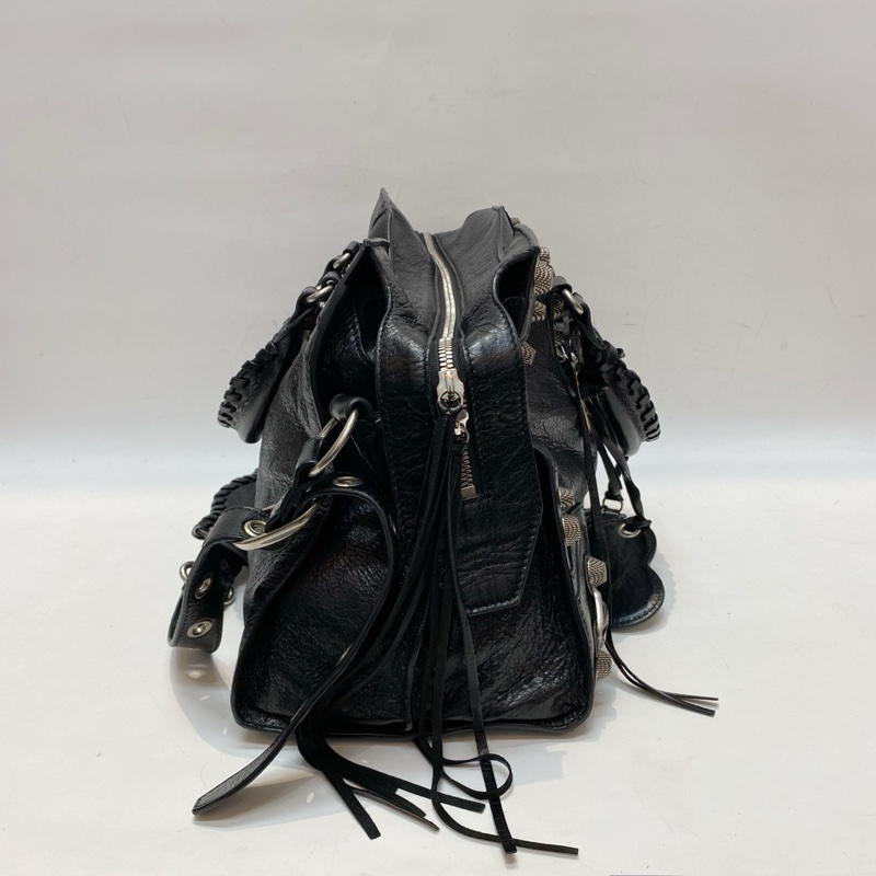 99新🆕Balenciaga巴黎世家neo cagole黑銀玉米釘扣大號機車包手提包斜挎包 ❤️正品-4