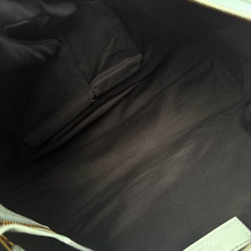 ✨99新Balenciaga/巴黎世家 薄荷綠金扣油蠟皮中號機車包手提包斜挎包 💚正品-8