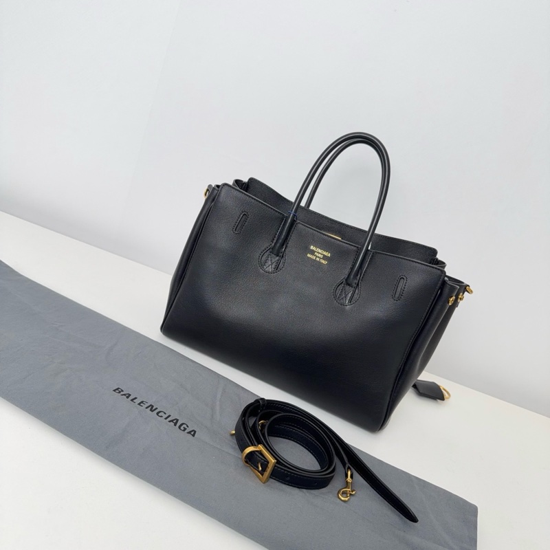 99新✨巴黎世家/BALENCIAGA黑金Bel Air牛皮中號斜挎包手提包 ❤️正品-1