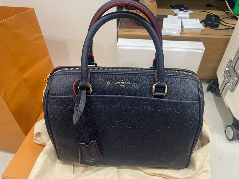 LV M43501海軍藍/紅色SPEEDY 25手提肩斜背波士頓三用包(附背帶)-1
