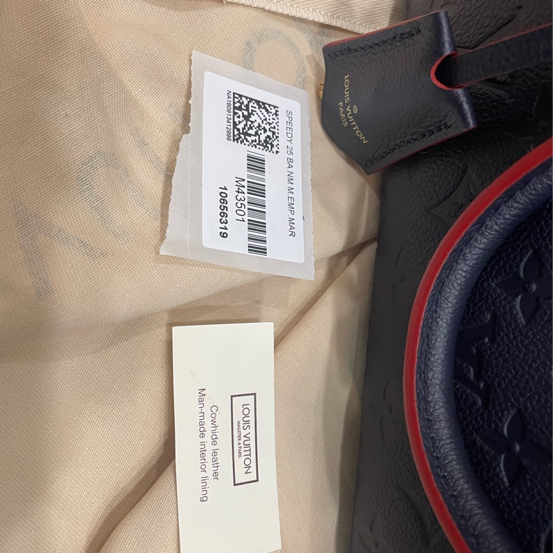 LV M43501海軍藍/紅色SPEEDY 25手提肩斜背波士頓三用包(附背帶)-4