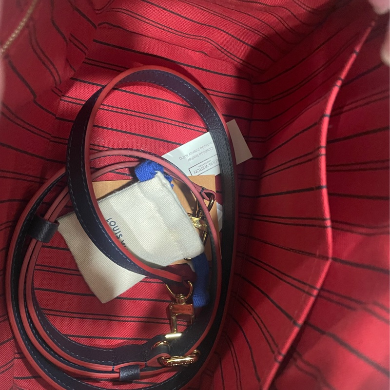 LV M43501海軍藍/紅色SPEEDY 25手提肩斜背波士頓三用包(附背帶)-8