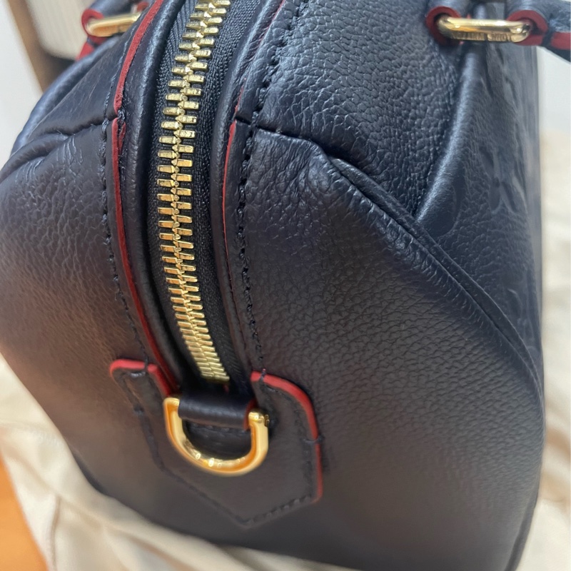 LV M43501海軍藍/紅色SPEEDY 25手提肩斜背波士頓三用包(附背帶)-11