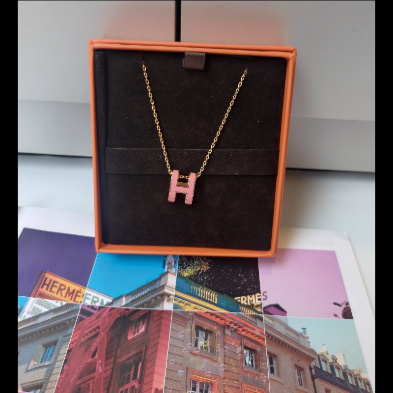 Hermes 金鍊粉H項鍊 Pop H-0