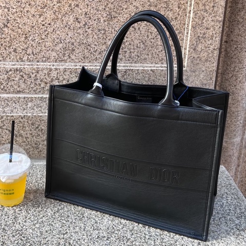 Dior迪奧BookTote 中號黑色全皮托特包​​經典簡約低調奢華