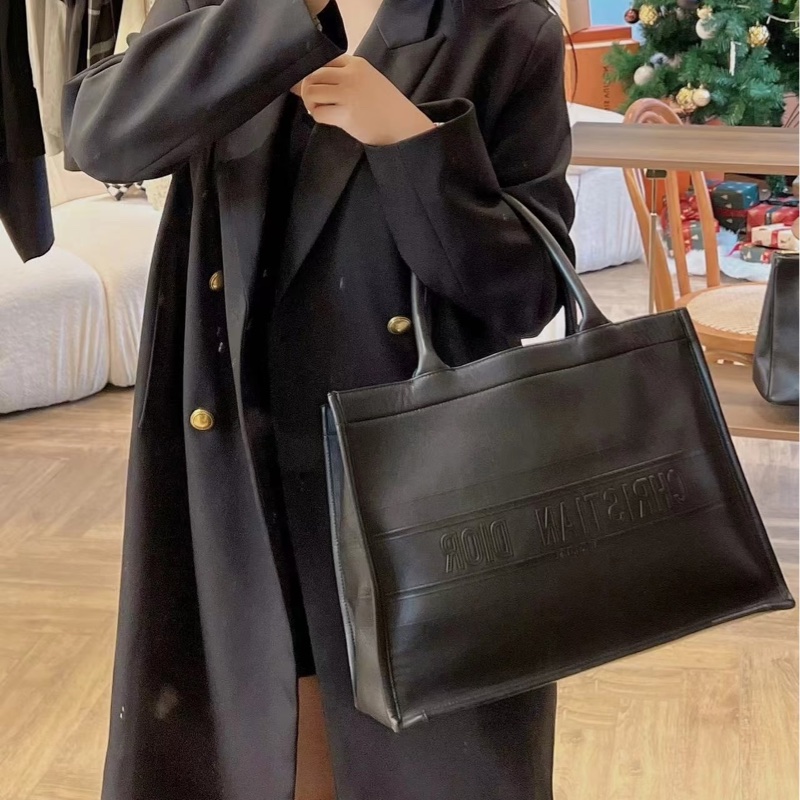 Dior迪奧BookTote 中號黑色全皮托特包經典簡約低調奢華-2
