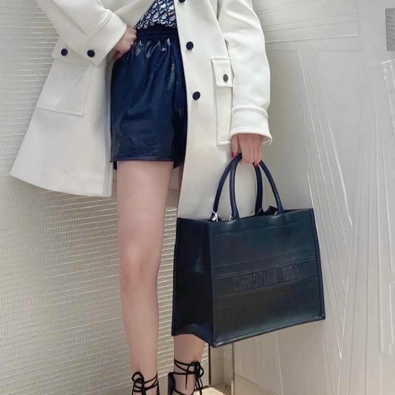 Dior迪奧BookTote 中號黑色全皮托特包經典簡約低調奢華-8