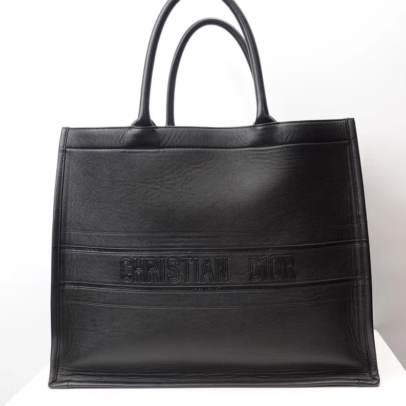 Dior迪奧BookTote 中號黑色全皮托特包經典簡約低調奢華-9