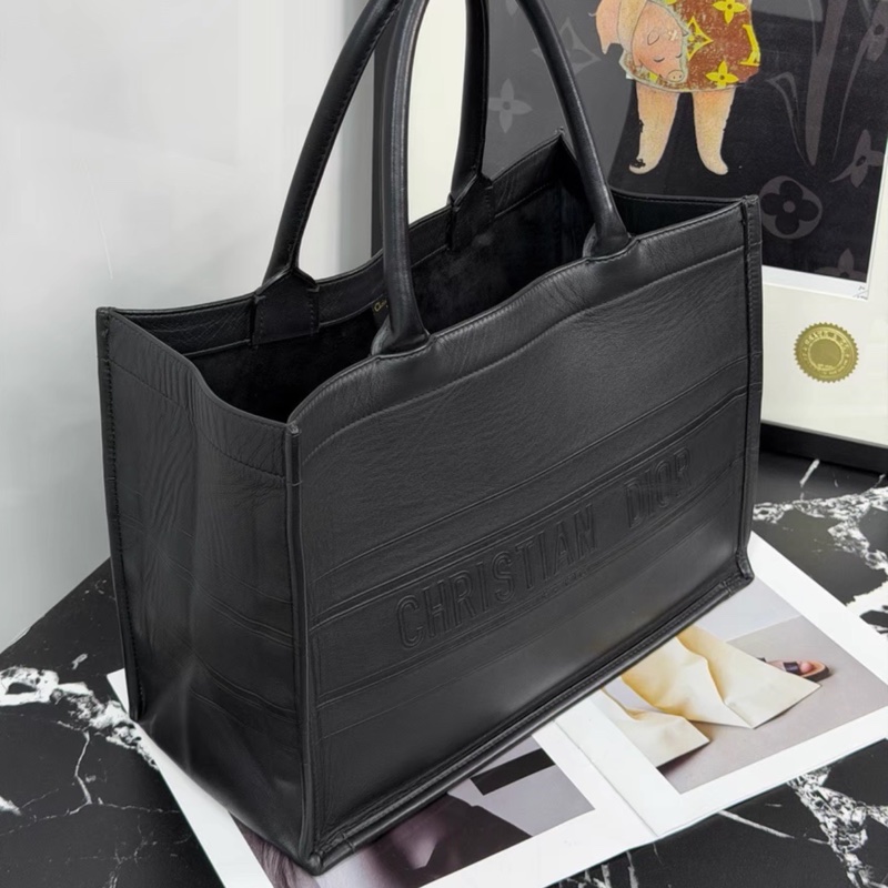 Dior迪奧BookTote 中號黑色全皮托特包經典簡約低調奢華-11