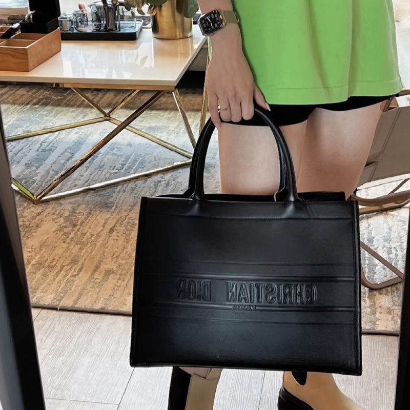 Dior迪奧BookTote 中號黑色全皮托特包經典簡約低調奢華-15