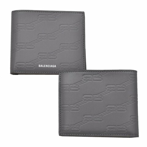 【門市全新現貨】BALENCIAGA 燙印LOGO 壓印牛皮對開八卡短夾皮夾(附原廠紙)