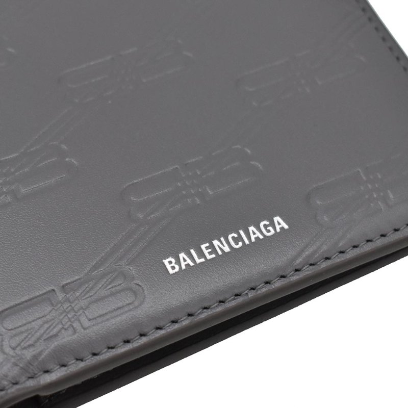【門市全新現貨】BALENCIAGA 燙印LOGO 壓印牛皮對開八卡短夾皮夾(附原廠紙)-1