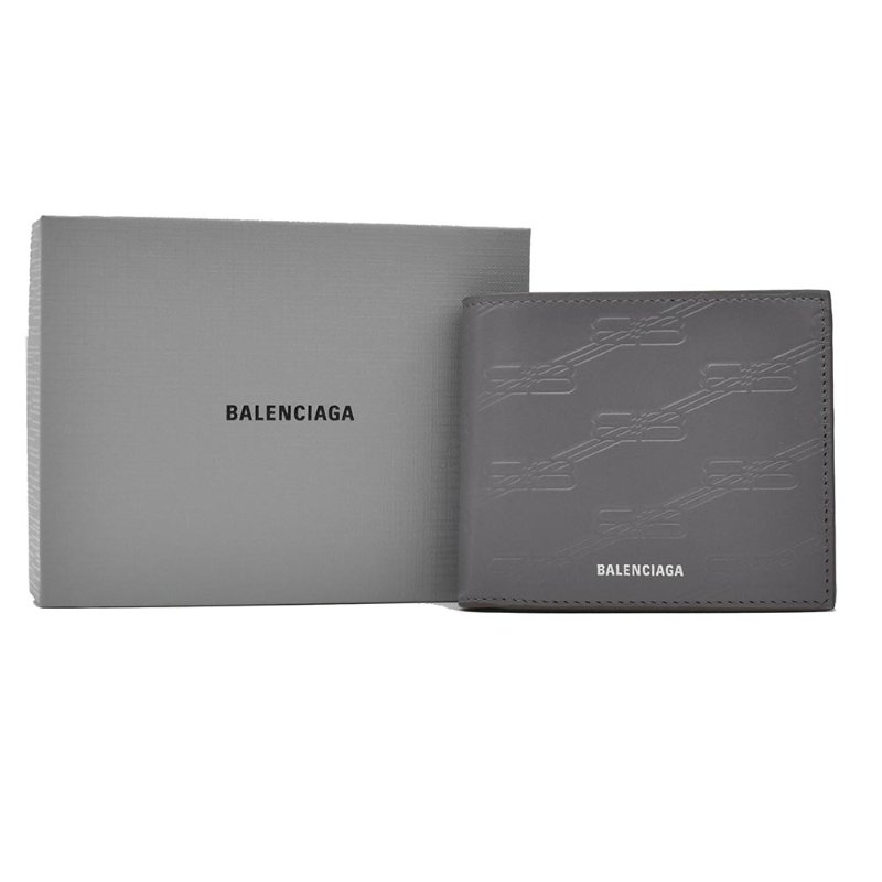 【門市全新現貨】BALENCIAGA 燙印LOGO 壓印牛皮對開八卡短夾皮夾(附原廠紙)-4