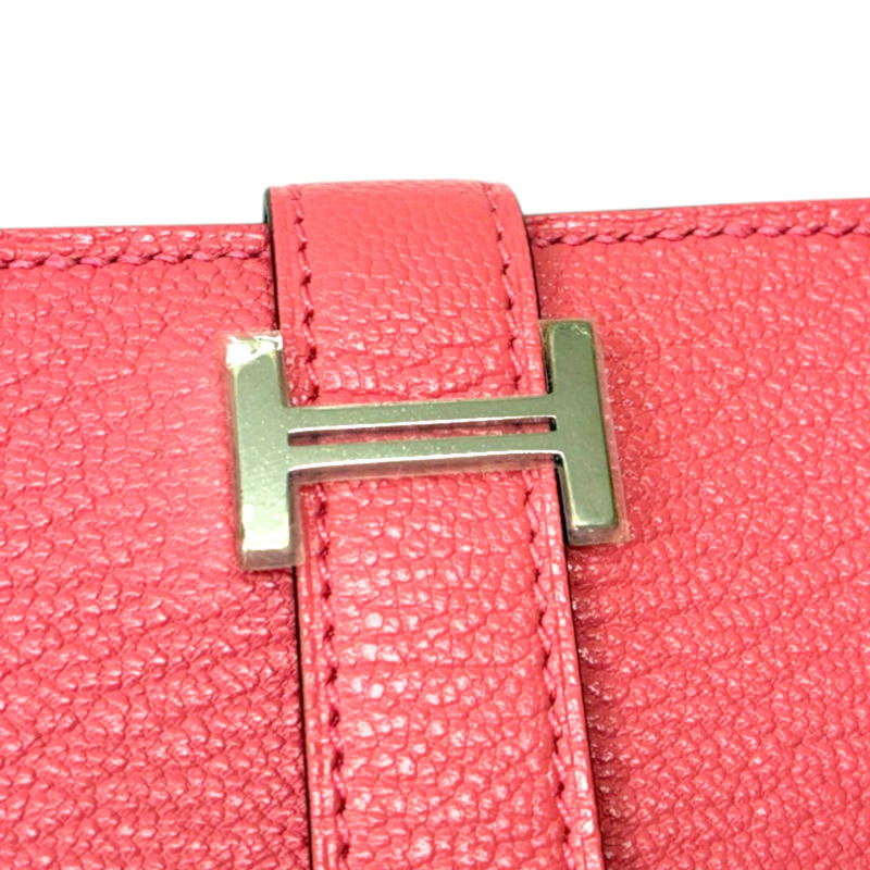 粉色 山羊皮 Bearn Mini 二折短夾 Y刻【HERMES 愛馬仕】 H080166CK-5