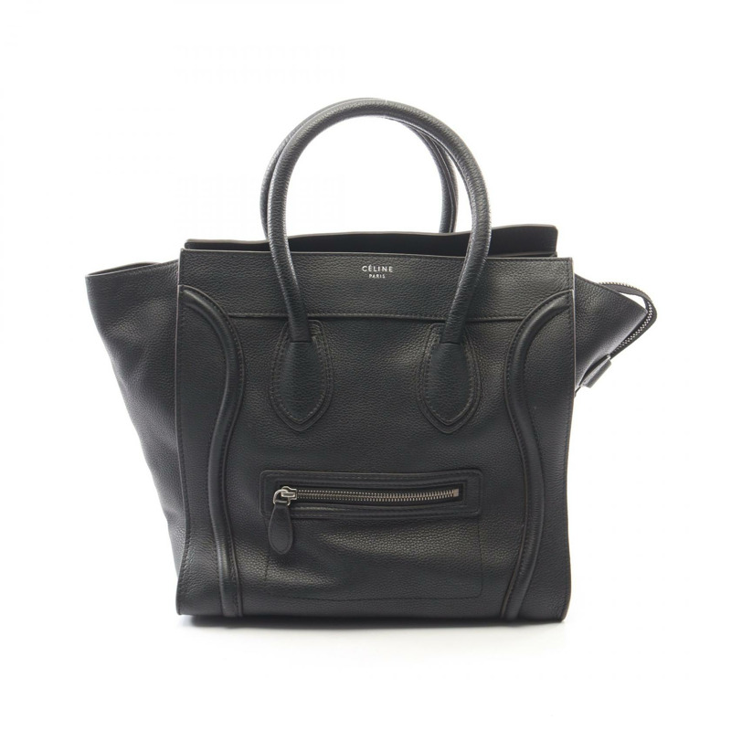 CELINE Luggage Mini Shopper Tote 手提包 165213 黑色皮革 二手 女士-0