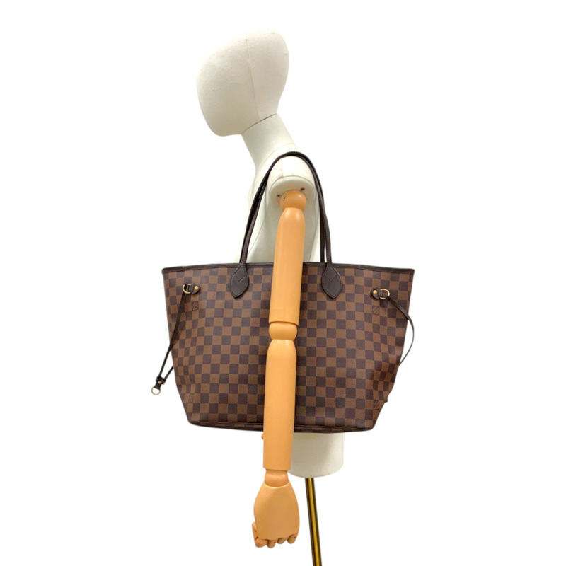 棕色 棋盤格 帆布 Neverfull MM 肩背包【LOUIS VUITTON LV 路易威登】 N41358-5