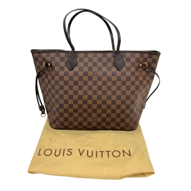 棕色 棋盤格 帆布 Neverfull MM 肩背包【LOUIS VUITTON LV 路易威登】 N41358-6