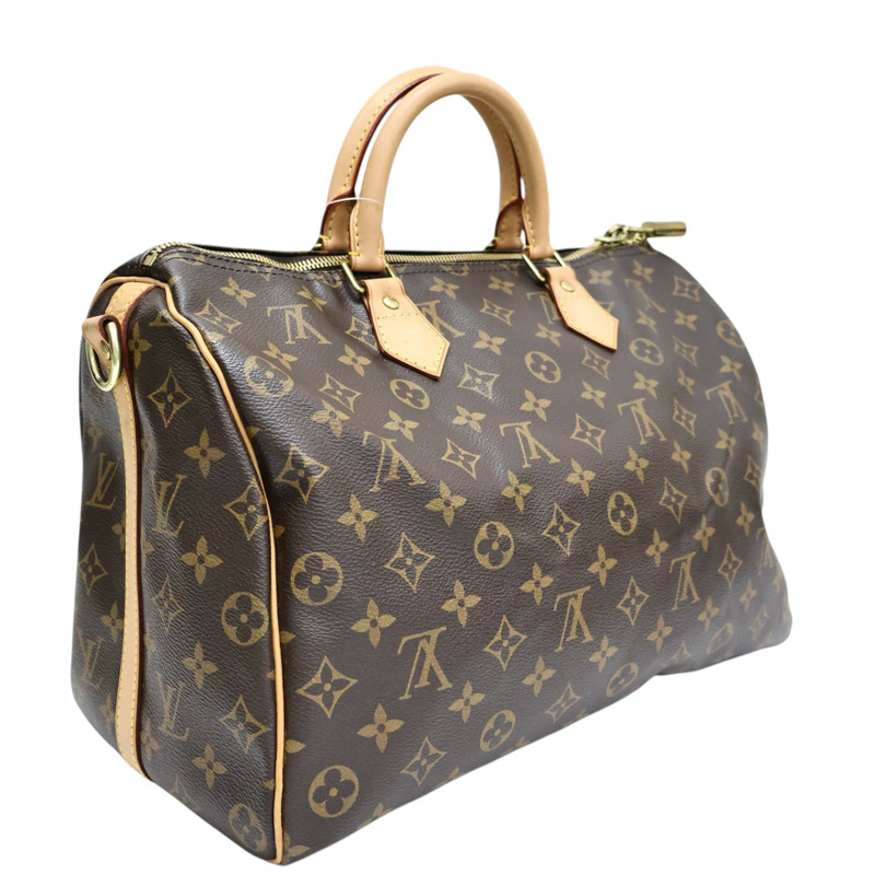 棕色 原花帆布 Speedy Bandouliere 35 兩用包【LOUIS VUITTON LV 路易威登】 M41111-1