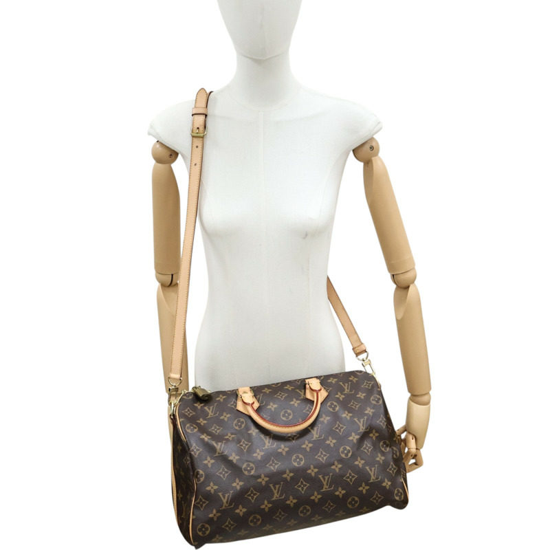 棕色 原花帆布 Speedy Bandouliere 35 兩用包【LOUIS VUITTON LV 路易威登】 M41111-6