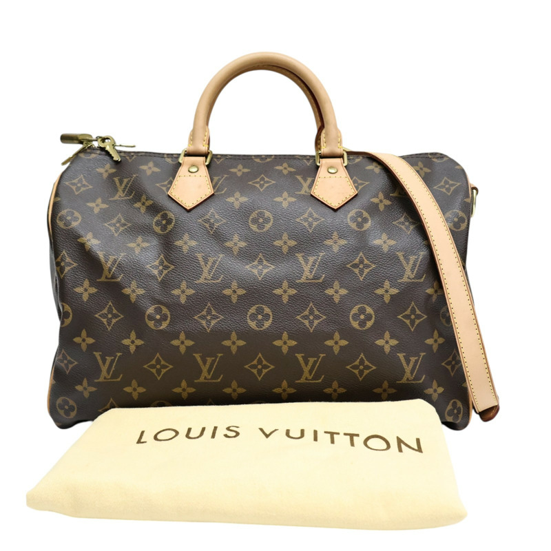 棕色 原花帆布 Speedy Bandouliere 35 兩用包【LOUIS VUITTON LV 路易威登】 M41111-7