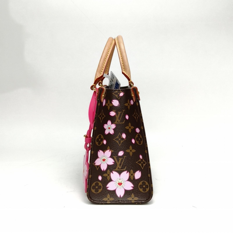 LOUIS VUITTON 印花PVC金扣晶片Onthego小號櫻花村上隆聯名肩背包-1
