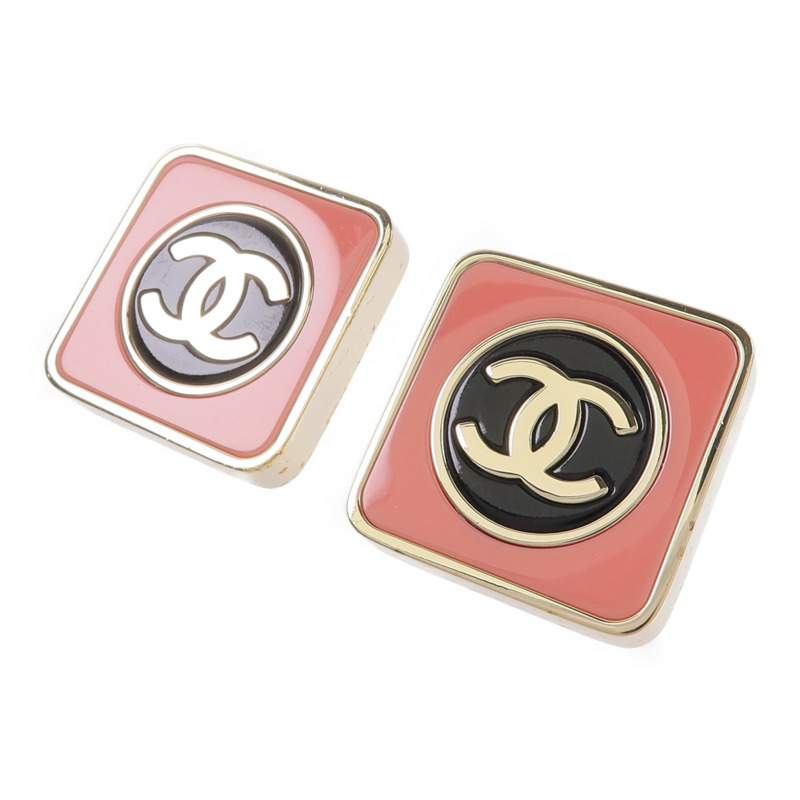 CHANEL 金屬/琺瑯COCO Mark Square Stud Earrings耳環-2