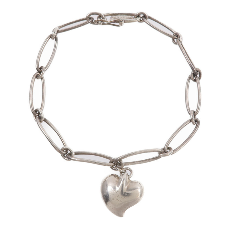 TIFFANY&CO 925純銀Elsa Peretti Heart Charm Bracelet手鏈-3