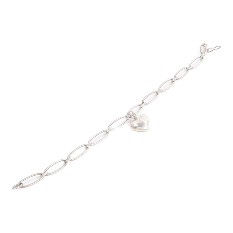TIFFANY&CO 925純銀Elsa Peretti Heart Charm Bracelet手鏈-8