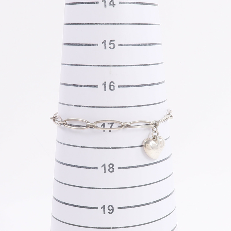TIFFANY&CO 925純銀Elsa Peretti Heart Charm Bracelet手鏈-9